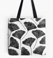 Ginkgo biloba, Lino cut nature inspired leaf pattern Tote Bag