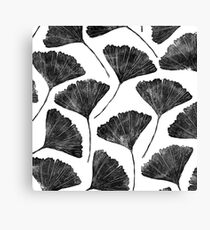 Ginkgo biloba, Lino cut nature inspired leaf pattern Canvas Print