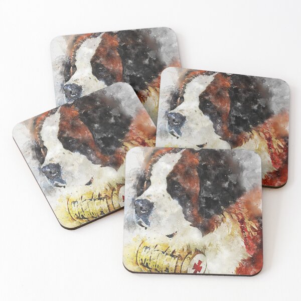 Item preview, St Bernard Watercolor Portrait with a Sherry Keg on the Neck designed and sold by ibadishi.