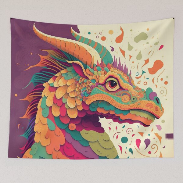 Item preview, A colorful drawing of a dragon's head designed and sold by Warehouse46.