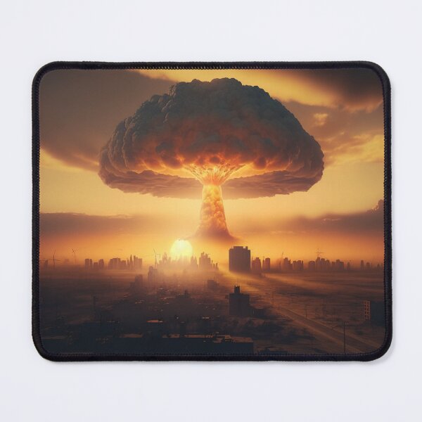Item preview, Landscape of the atomic bomb detonated in city view, imagined art, fantasy art, wall art 6 designed and sold by jetaiart.