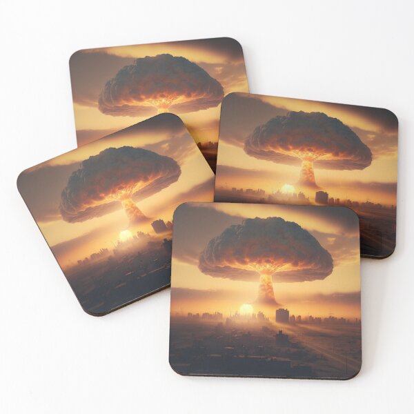 Item preview, Landscape of the atomic bomb detonated in city view, imagined art, fantasy art, wall art 6 designed and sold by jetaiart.