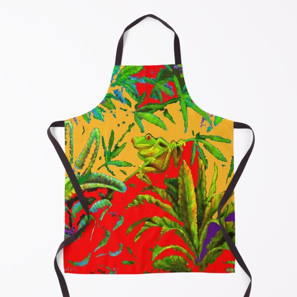 Item preview, ABSTRACTED JUNGLE TREE FROG RED-GOLDEN ART, designed and sold by sharlesart.