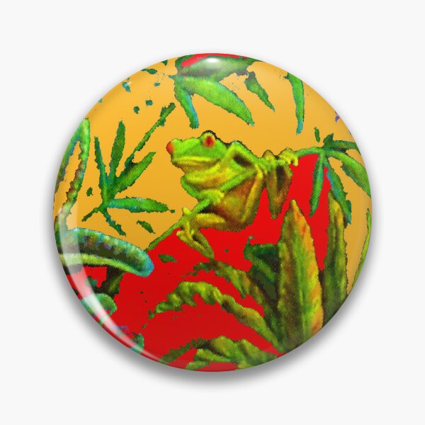 Item preview, ABSTRACTED JUNGLE TREE FROG  RED-GOLDEN ART, designed and sold by sharlesart.