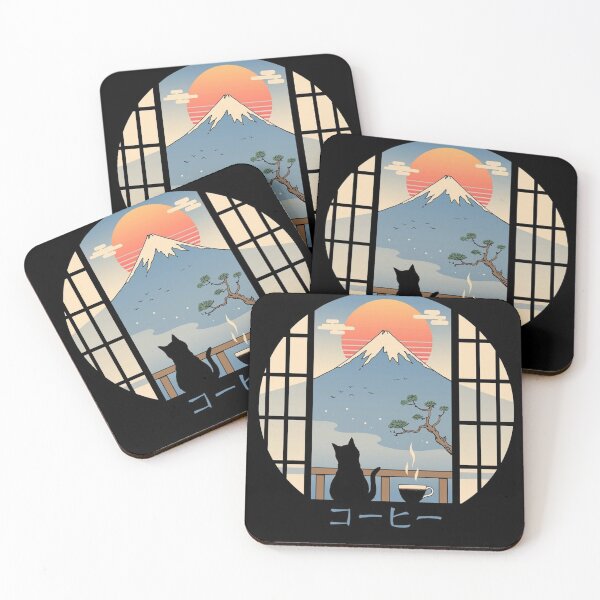 Item preview, Coffee Cat in Mt Fuji designed and sold by garlettanibel.