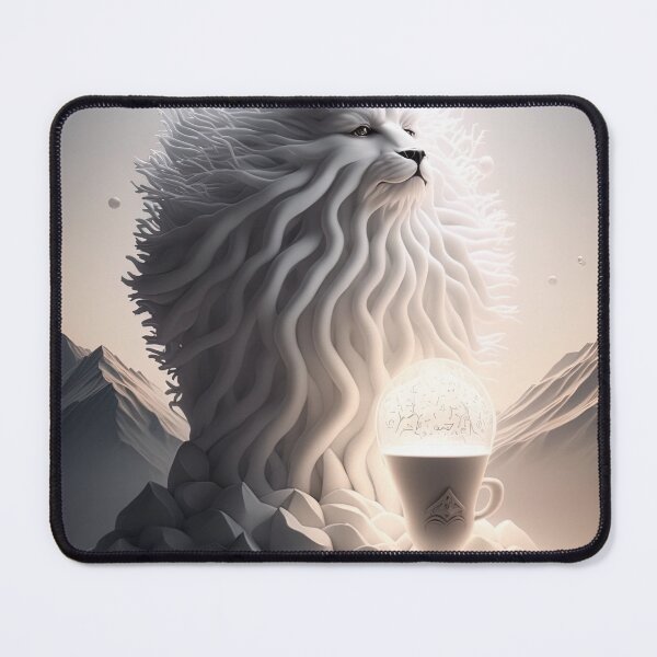 Item preview, Copy of white lion spirit fantasy wallart, artwork, lighting artwork 2 designed and sold by jetaiart.