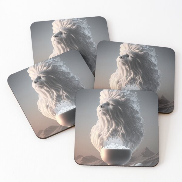 Item preview, white lion spirit fantasy wallart, artwork, lighting artwork 3 designed and sold by jetaiart.