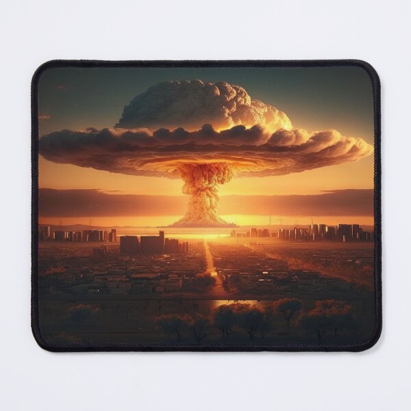 Item preview, Landscape of the atomic bomb detonated in city view, imagined art, fantasy art, wall art 7 designed and sold by jetaiart.