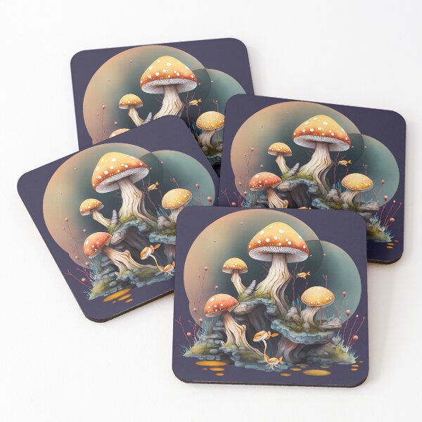 Item preview, Trippy Mushrooms on Rocks designed and sold by thatmacko.