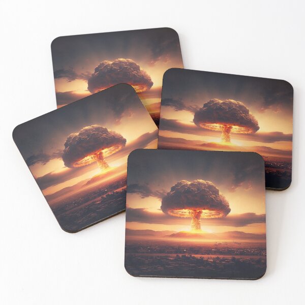 Item preview, Landscape of the atomic bomb detonated in city view, imagined art, fantasy art, wall art 8 designed and sold by jetaiart.