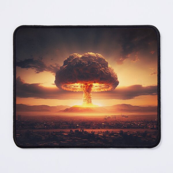 Item preview, Landscape of the atomic bomb detonated in city view, imagined art, fantasy art, wall art 8 designed and sold by jetaiart.