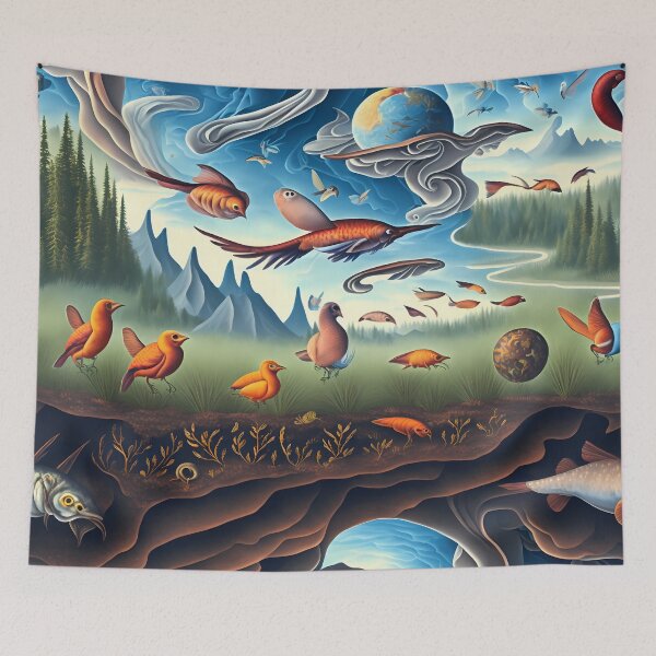 Item preview, Metamorphosis Skies: A Surreal Landscape of Birds, Fish, and Reptiles in Transformation designed and sold by Artilize.