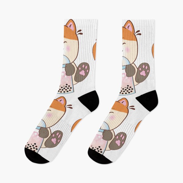 Item preview, Cute Kawaii Bubble Tea Calico Cat designed and sold by Christine  Briggs.