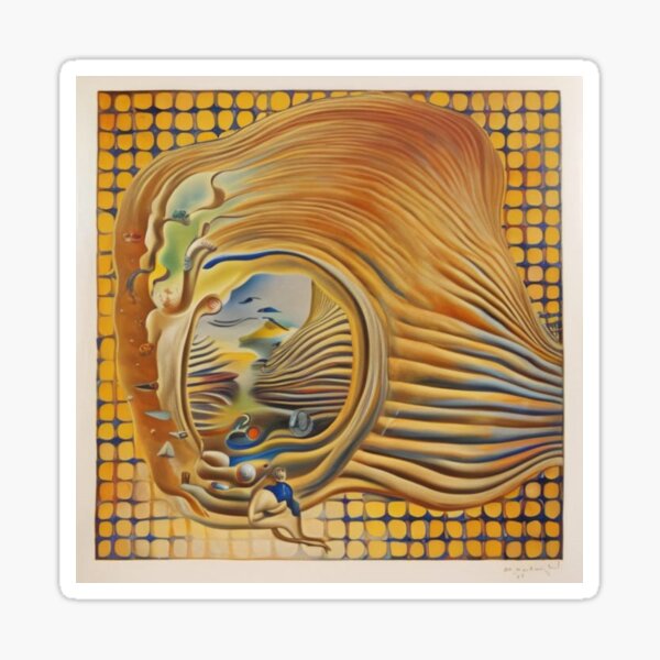 Waves surrealism Salvador Dali matte background melting oil on canvas Sticker