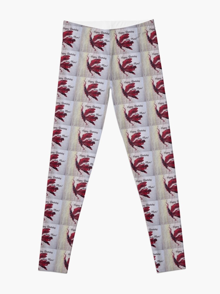 Alternate view of Happy Birthday dear Mum! Butterfly design Leggings