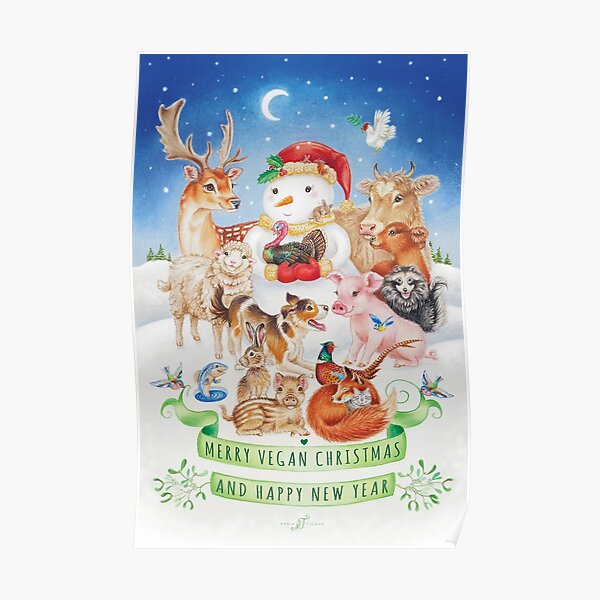 Merry vegan christmas by Maria Tiqwah Poster