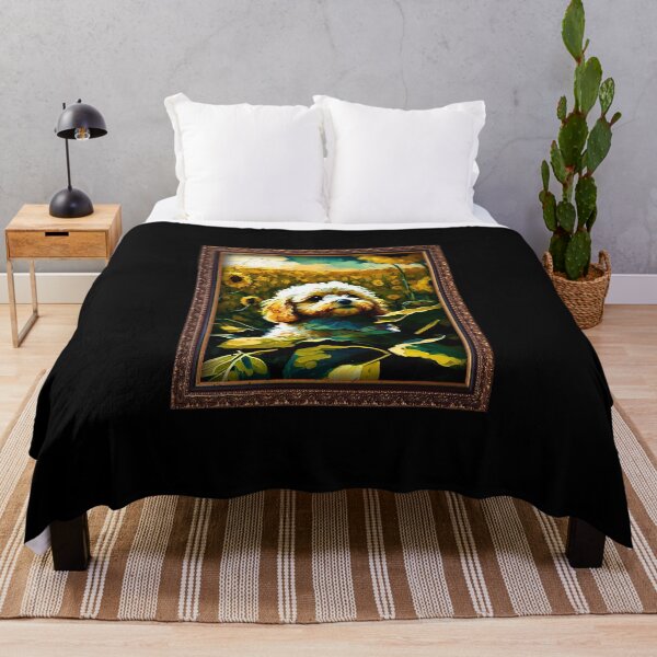Item preview, Cavapoo Sunflower Painting Adorable Dog designed and sold by rafaeltto.