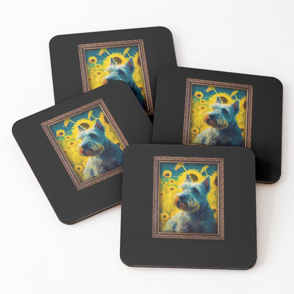 Item preview, Cesky Terrier Sunflower Painting Adorable Dog designed and sold by rafaeltto.