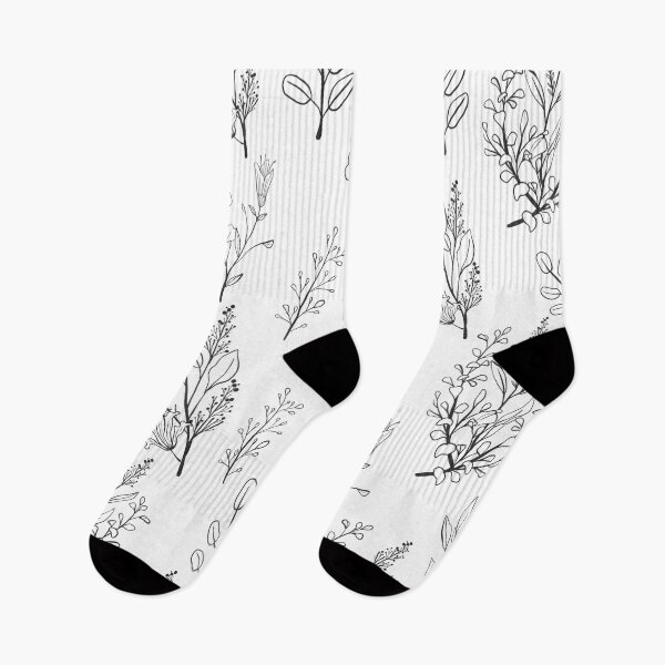 Item preview, Elegant and Trendy Hand-Drawn Floral Sketch Pattern in Black and White designed and sold by PlantKind.