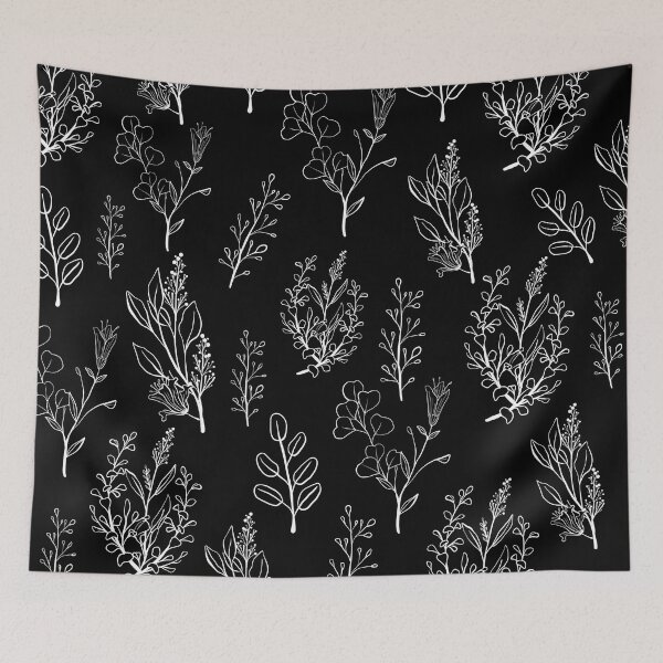 Item preview, Elegant and Trendy Hand-Drawn Floral Sketch Pattern in Black and White designed and sold by PlantKind.