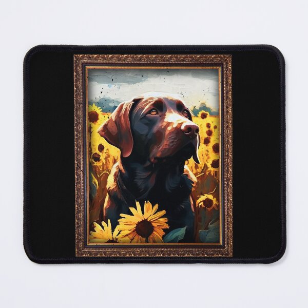 Item preview, Chocolate Labrador Sunflower Painting Adorable Dog designed and sold by rafaeltto.