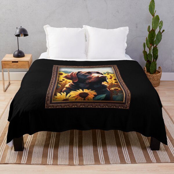 Artikelvorschau, Chocolate Labrador Sunflower Painting Adorable Dog entworfen und verkauft von rafaeltto.
