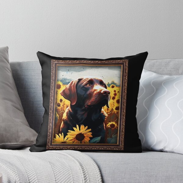 Item preview, Chocolate Labrador Sunflower Painting Adorable Dog designed and sold by rafaeltto.
