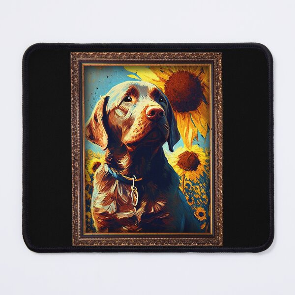 Item preview, Chocolate Labrador Sunflower Painting Adorable Dog designed and sold by rafaeltto.