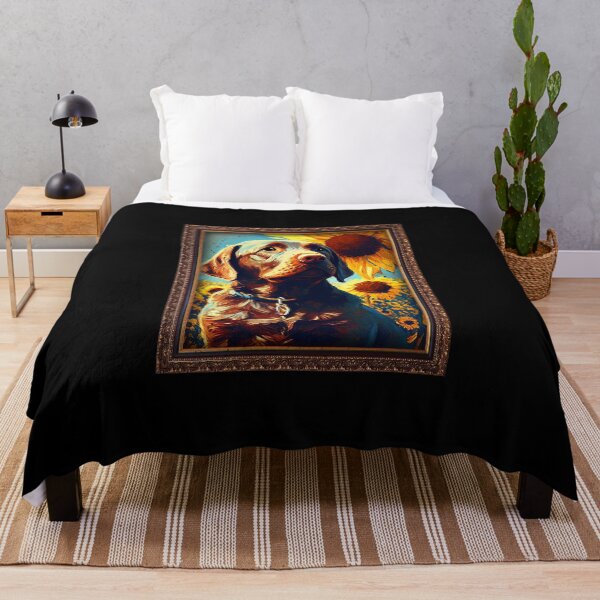 Item preview, Chocolate Labrador Sunflower Painting Adorable Dog designed and sold by rafaeltto.