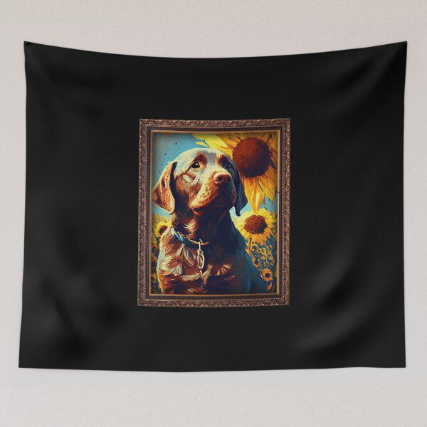 Item preview, Chocolate Labrador Sunflower Painting Adorable Dog designed and sold by rafaeltto.