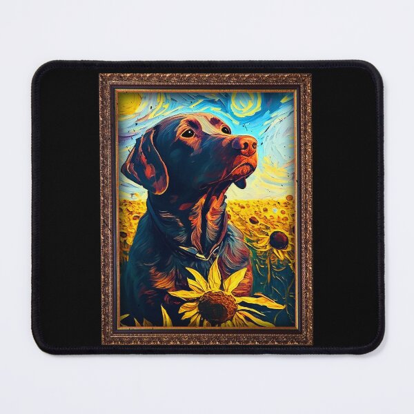 Item preview, Chocolate Labrador Sunflower Painting Adorable Dog designed and sold by rafaeltto.
