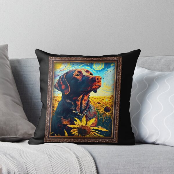 Item preview, Chocolate Labrador Sunflower Painting Adorable Dog designed and sold by rafaeltto.