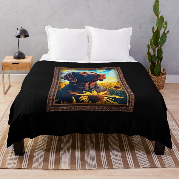 Item preview, Chocolate Labrador Sunflower Painting Adorable Dog designed and sold by rafaeltto.