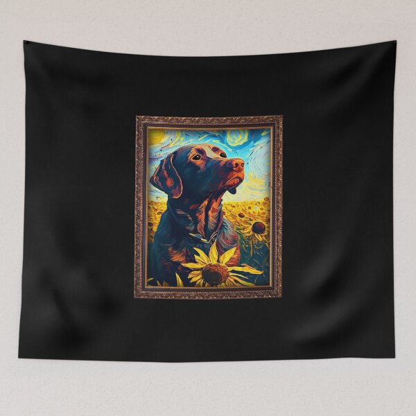 Item preview, Chocolate Labrador Sunflower Painting Adorable Dog designed and sold by rafaeltto.