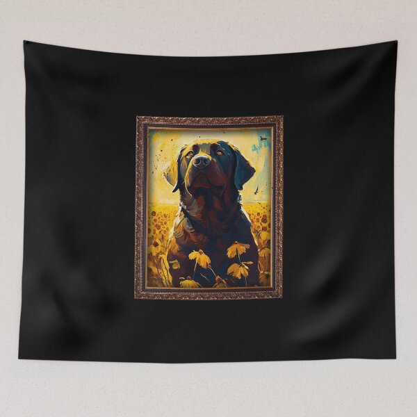 Item preview, Chocolate Labrador Sunflower Painting Adorable Dog designed and sold by rafaeltto.