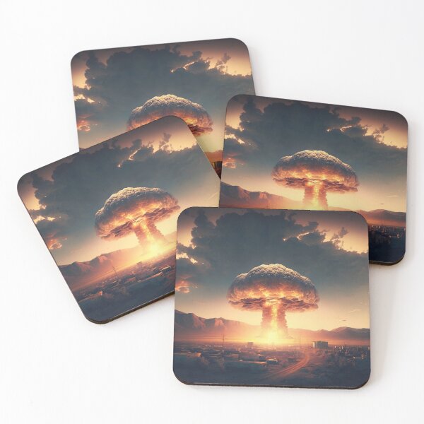 Item preview, Landscape of the atomic bomb detonated in city view, imagined art, fantasy art, wall art 8 designed and sold by jetaiart.