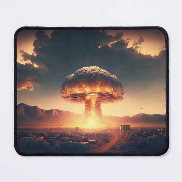 Item preview, Landscape of the atomic bomb detonated in city view, imagined art, fantasy art, wall art 8 designed and sold by jetaiart.