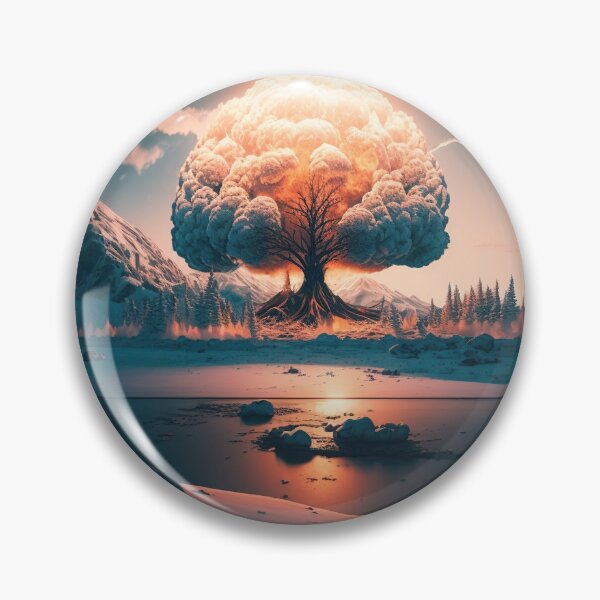 Item preview, Landscape of the atomic bomb detonated in city view, imagined art, fantasy art, wall art 9 designed and sold by jetaiart.