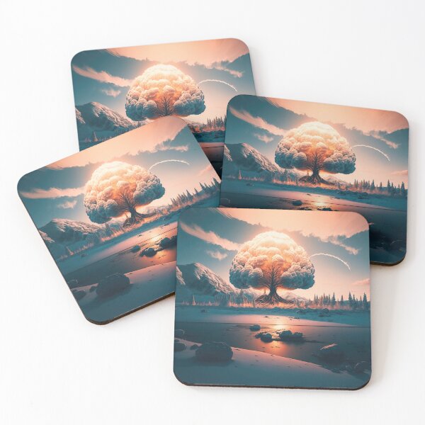 Item preview, Landscape of the atomic bomb detonated in city view, imagined art, fantasy art, wall art 9 designed and sold by jetaiart.