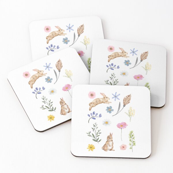 Item preview, Watercolor Easter Bunnies and Flowers, Adorable Animals and Spring Blooms, Nature Lover Gifts designed and sold by Flowerartlovers.