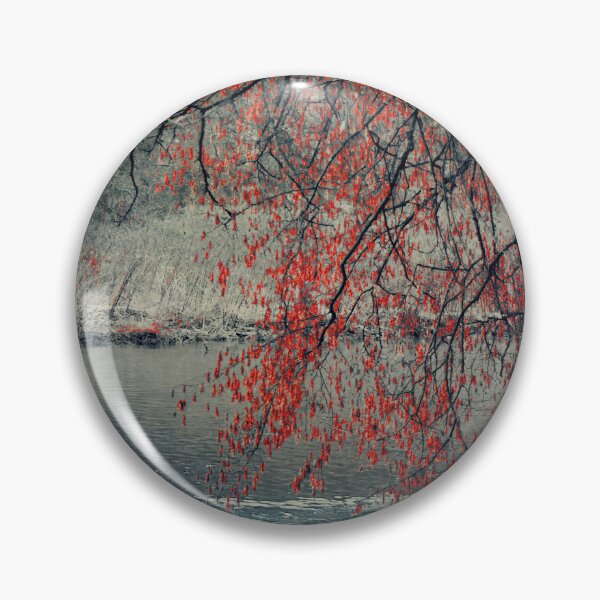 Item preview, By the River - Fall Mood and Red Foliage designed and sold by Dyrk Wyst Redbubble Shop.