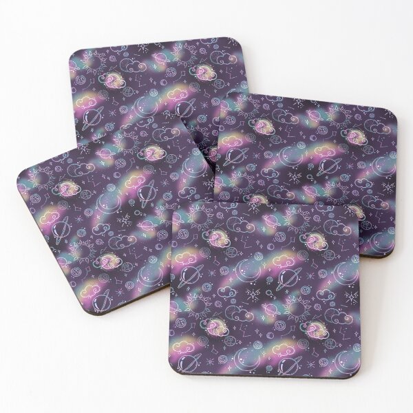 Item preview, Coloured Galaxy Pattern - Dark Purple Background designed and sold by TinyKatCreative.