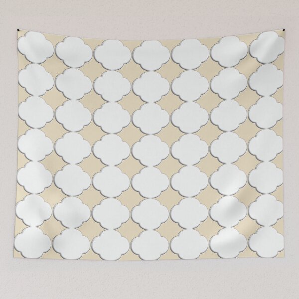 Item preview, White Puffy Flower Blossom Abstract Design On Blonde Yellow Background designed and sold by burbankdesigns.