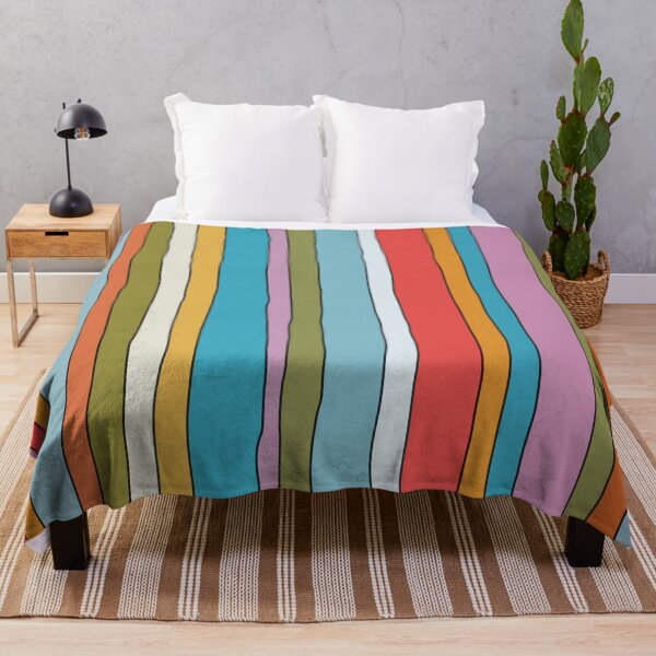 Item preview, Retro Mood Lined Stripe Pattern Blue Red Pink Olive Mustard designed and sold by kierkegaard.