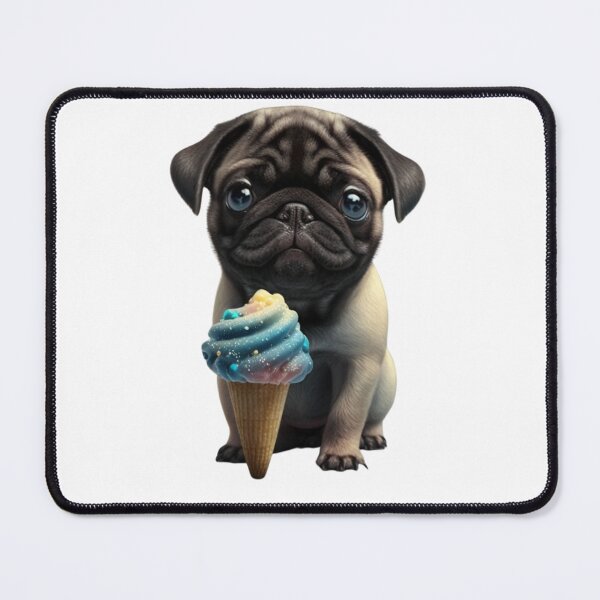 Item preview, Cute, Adorable Pug Puppy With Ice Cream designed and sold by DirtyDogArts.