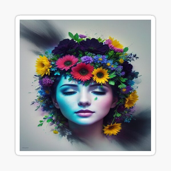 Flower Hat Lady Sticker