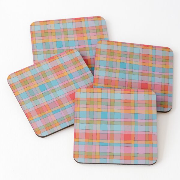 Item preview, Funky Madras Plaid Pattern Red Blue Pink Green Ochre designed and sold by kierkegaard.