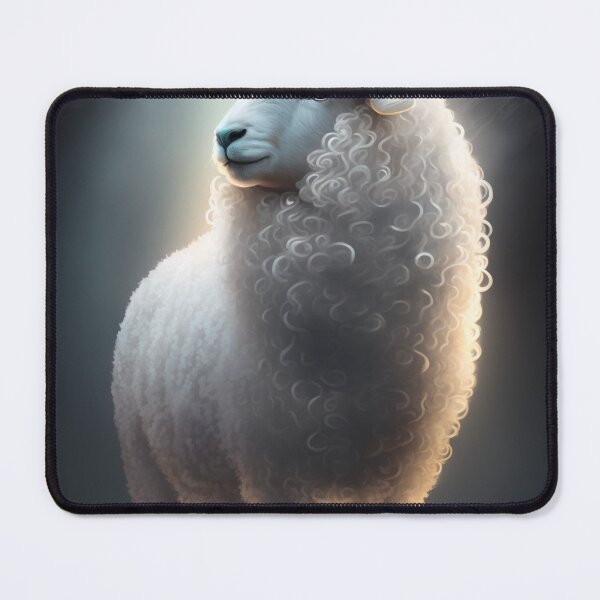 Item preview, Portrait of white sheep in magic of light spirit fantasy wallart, artwork, lighting artwork 4 designed and sold by jetaiart.