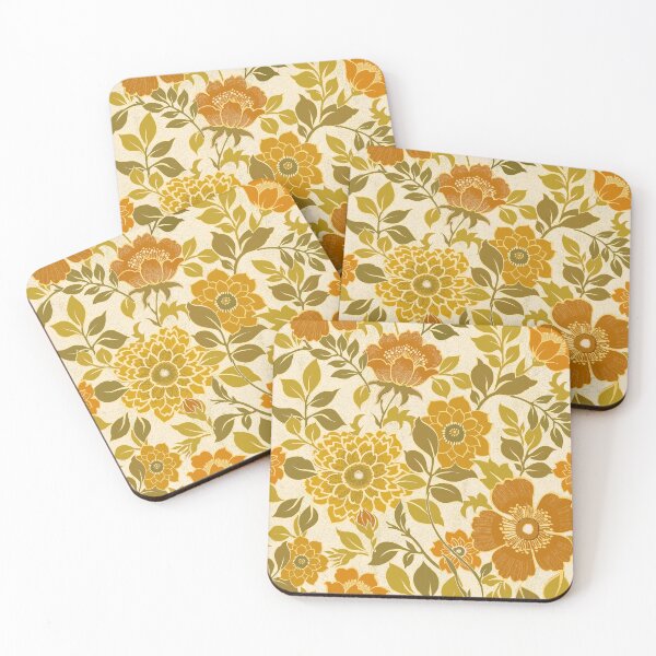 Item preview, 70s retro vintage warm color flower pattern, boho, hippie, orange and yellow designed and sold by chrissyink.