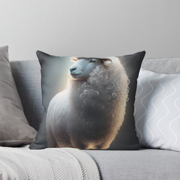 Item preview, Portrait of white sheep in magic of light spirit fantasy wallart, artwork, lighting artwork 4 designed and sold by jetaiart.